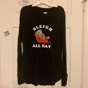 Slay all day black thermal pajama top